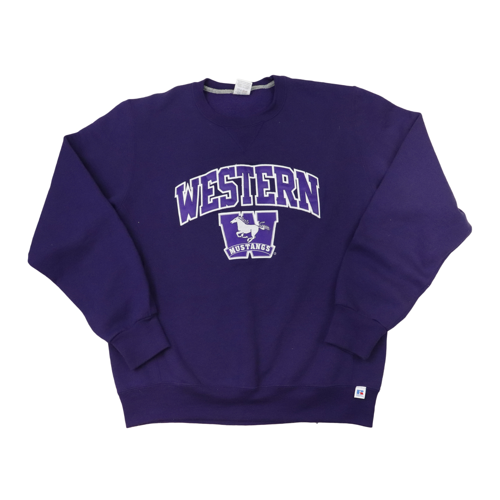 Vintage Russel Western Mustangs Purple Crewneck Size M